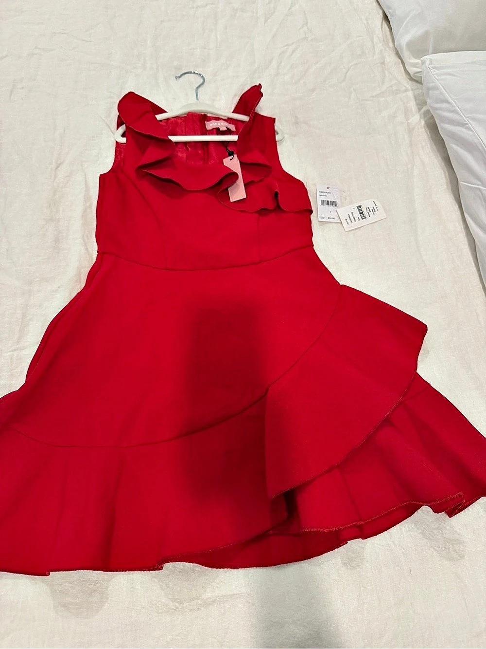 BCBG Girls Red Ruffle Dress Size 7 NWT